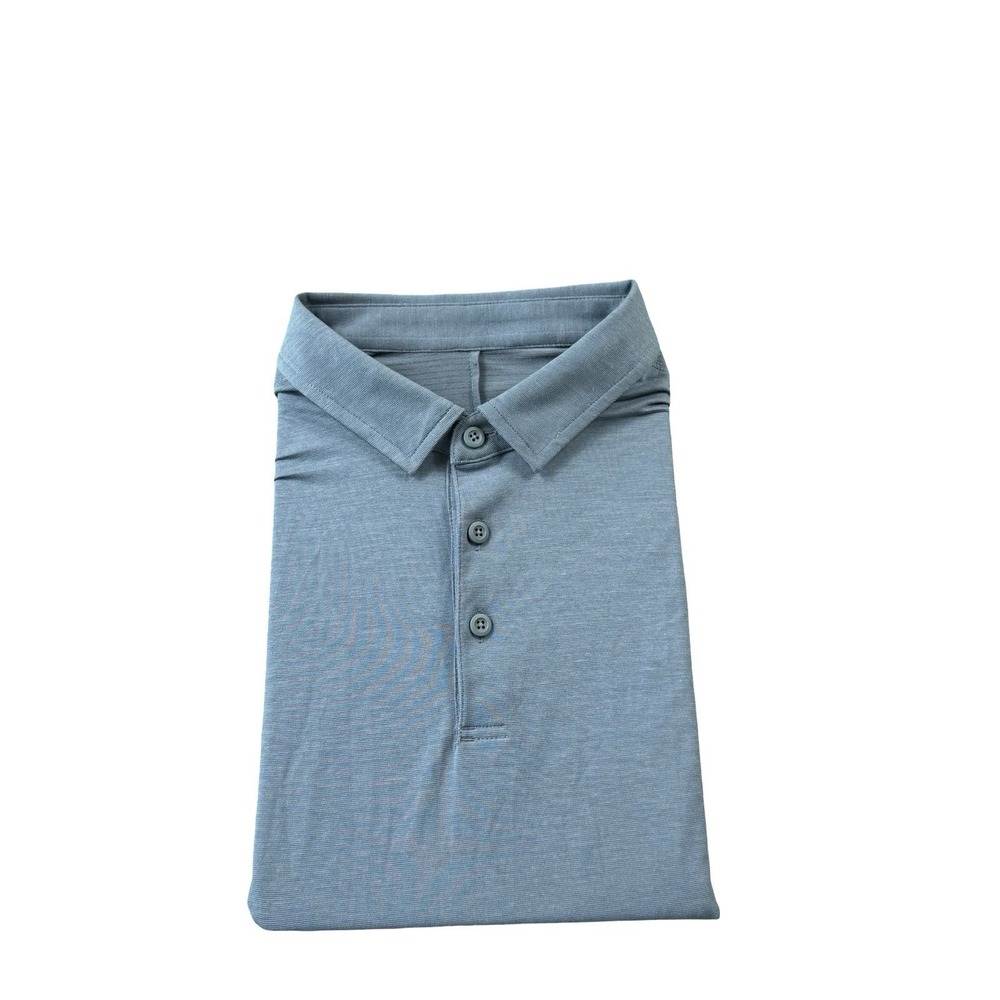 Lululemon Heather Blue Mens Evolution S/S Polo Shirt Size Small Mint